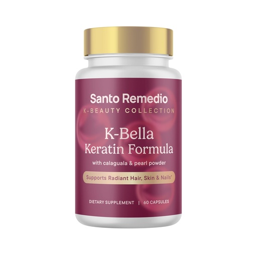 [BRSRYYIEOZ7BM3I6] Santo Remedio K-Bella Keratin Formula, Dietary Supplement, Supports Radiant Hair, Skin, and Nails, Made with Cynatine® HNS, Calaguala, Horsetail Extract, Pearl Powder, and Biotin, 30 Servings