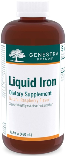 [BRSWIBYTBMDBADLO] Genestra Brands Liquid Iron | Colloidal Mineral Supplement | Natural Raspberry Flavor | 16.2 fl. oz.
