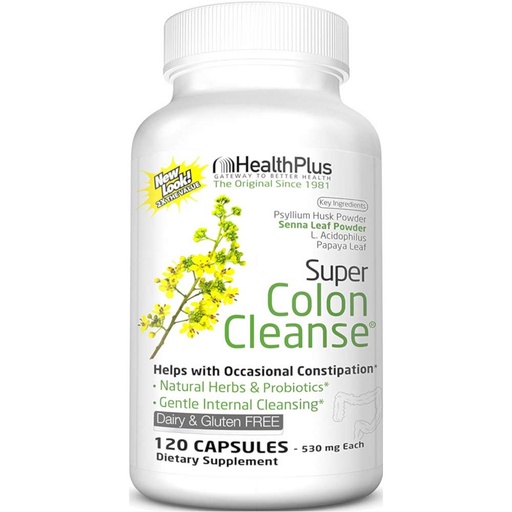 [BRSWIYAFBYDQYHL4] HealthPlus Super Colon Cleanse, 120 CAP, 2 Pack