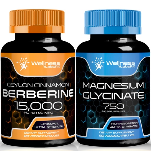 [BRSROCT3OYNQ2ADG] Berberine Supplement 1500mg - Liposomal Berberine with Ceylon Cinnamon │ Magnesium Glycinate Capsules - 750mg - Magnesium Supplement High Absorption Supplement | Bundle