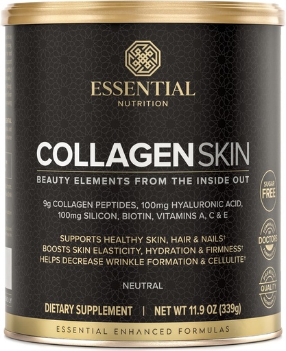 [BRSROBT7OZYROGT5] Essential Nutrition Collagen Skin - Hydrolysed Collagen Peptides, Hyaluronic Acid, Silicon & Biotin - Hiukset, iho & kynnet - Neutraali - 11,9 oz (30 tarjoilua)