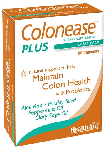 [BRSWIFY5BIHBMGTG] HealthAid ColonEase Plus – Herbal Digestive Support with Probiotics | Aloe Vera, Peppermint Oil, Clary Sage Oil & Parsley Seed | 60 Vegetarian Capsules