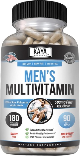 [BRSRAYI7BZ7W223G] Kaya Naturals Multivitamin for Men - Men's Prostate Multivitamin - Multi Mineral Daily Supplement - Pills for Men - Supports Healthy Prostate - Vitaminas para Hombres - 180 Veggie Capsules
