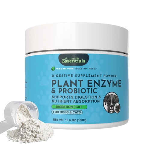 [BRSWIYT3AIGR4ADA] Animal Essentials Plant Enzyme & Probiotics - Probiotics & Digestive Enzymes for Dogs & Cats, Natural Daily Gut & Digestion Support Supplement for Pets, Plant Based - 10.6 oz
