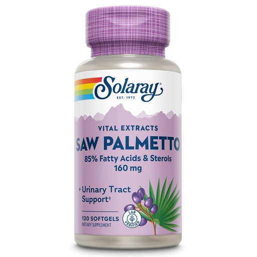 [BRSWIYT3OMAQ4ET4] SOLARAY Saw Palmetto Extract - Prostate Health and Urinary Tract Support - 136 mg Fatty Acids and Sterols - Lab Verified, 60-Day Money-Back Guarantee (120 Servings, 120 Softgels)