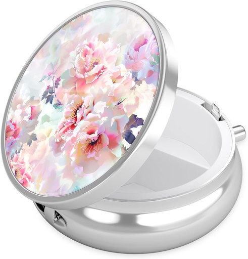 [BRSRAZINCJ7AIFIV] Nipichsha Pill Box, Small Pill Case for Purse & Pocket, Cute Travel Medicine Organizer, Portable Medicine Container Holder to Hold Vitamins, Medication, Fish Oil & Supplement, B08-Beautiful Flowers