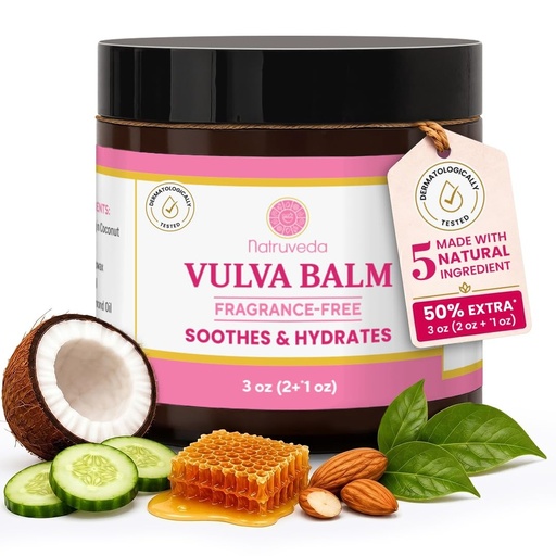 [BRSRAFIBBV6BMDIU] Natruveda Fragrance Free Vulva Balm Moisturizer for Women – Intimate Hydration & Menopause Dryness Support – Natural Feminine Balm for Vulvar Irritation & Itching – Hormone Free – 3 oz