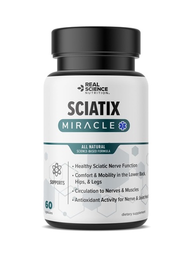 [BRSREAQBBEPGGH3J] Real Science Nutrition Sciatix Miracle is a Nitric Oxide Supplement for Nerve Health Support, Circulation & Mobility, Promotes Back, Hip & Leg Comfort, 60 Capsules