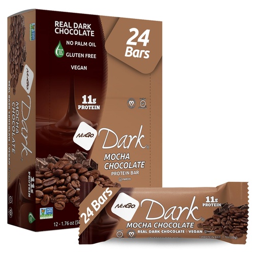 [BRSWGBD4A4JWKCQ3] NuGo Dark Chocolate Mocha, 11g Protein Bar, Vegan, Gluten Free, Non-GMO, Kosher Pareve, 24 Count
