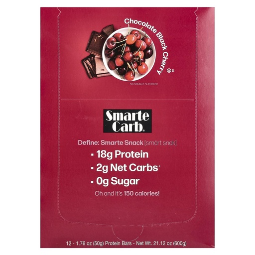 [BRSWIYT3O4MR2CDM] NuGo Nutrition Smarte Carb® Protein Bar, Chocolate Black Cherry, 12 Bars, 1.76 oz (50 g) Each