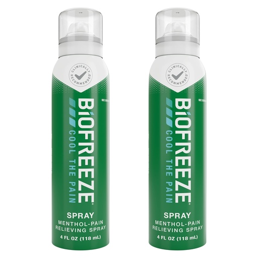 [BRSWKGT2OEFAE336] Biofreeze Pain Relief Spray, Arthritis Pain Reliever, Knee & Lower Back Pain Relief, Sore Muscle Relief, Neck Pain Relief, 2 Pack (4 FL OZ Biofreeze Menthol Spray)