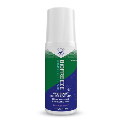 [BRSRMBICOQDW2F3K] Biofreeze Overnight Roll On Pain Relief, Knee & Lower Back Pain Relief, Arthritis Pain Reliever, Neck Pain Relief, Cooling Joint Pain Relief, Lavender Scented Menthol Gel 2.5 Fl Oz