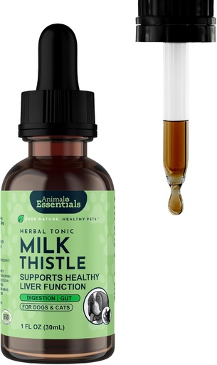 [BRSWIYT3C4ABWCDK] Animal Essentials Milk Thistle for Dogs & Cats - Liver Health Support, Herbal Extract, Liver Care Supplement, Organic Liquid Drops - 1 FL Oz