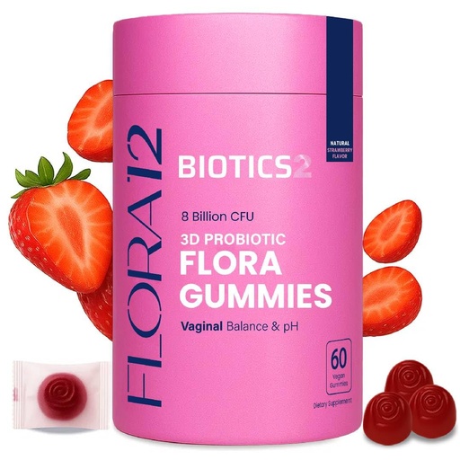 [BRSRACQPAUMQK3L2] Flora Vaginal Probiotics for Women pH Balance Gummies with Prebiotics 8x Billion Probiotics 5x Extracts Saw Palmetto, Dong Quai, Motherwort, Wild Kelp & Yam | Vegan Sugar-Free Gluten-Free, 60 Ct