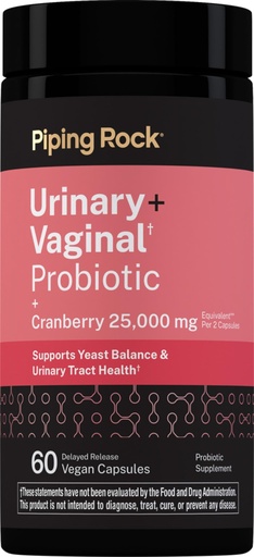[BRSREBQZPMIWYGYU] Piping Rock Urinary and Vaginal Probiotic for Women | 60 Capsules | with Cranberry | Support Healthy Urinary Tract. Vaginal pH, Yeast Balance, Vaginal Flora | Vegan, Non-GMO and Gluten Free
