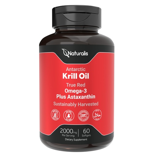 [BRSRGCY2OANWK336] Naturalis Krill Oil 2000mg | Omega-3 EPA, DHA, Astaxanthin and Phospholipids | Sustainably Harvested from Antarctic Water | 60 Softgels