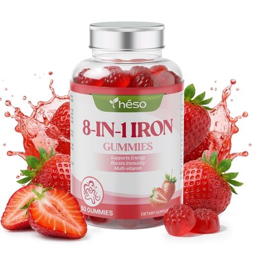 [BRSRGBIKCQBQ2HTV] Iron Gummies for Kids & Teens, Kids Multivitamin with 20mg Iron Supplement, Vitamin A, C, B6 & Lutein – Sugar Free Multivitamin – Daily Nutrition & Eye Support, Strawberry Flavor, 60 Gummies