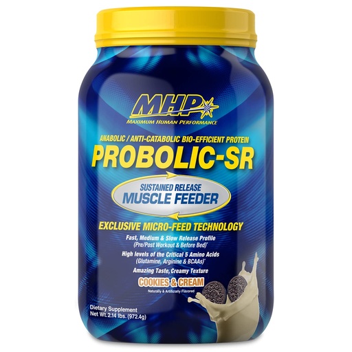 [BRSW2EDYOV5AGDQV] Maximum Human Performance Probolic-SR Sustained Release Protein Powder, 24g Protein, BCAAs, Glutamine, Arginine, Pre-Workout, Post-Workout, Nighttime Protein, 2lbs, 26 Servings, Cookies & Cream