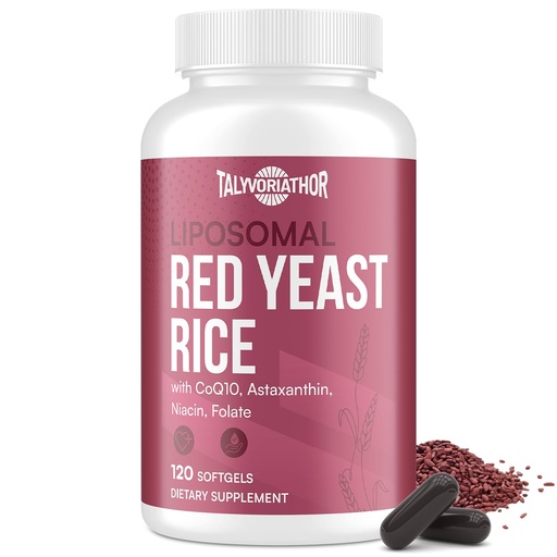 [BRSREGQNCUFR6FLD] Talyvoriathor Liposomal Red Yeast Rice 1200mg with CoQ10 & Astaxanthin – Rice Yeast for Cholesterol – High Absorption – Citrinin-Free, 120 Softgels