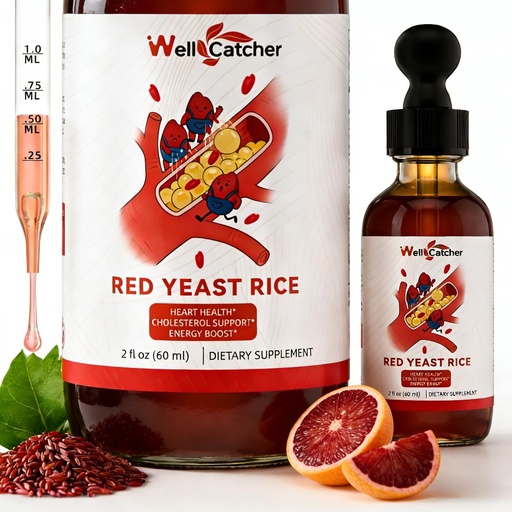 [BRSRGAA7O56WEH3G] Red Yeast Rice with CoQ10 Drops: Organic Red Yeast Rice Extract Liquid 2400mg Support Cholesterol & Heart Health for Men Women with Omega-3 Inositol, Blood Orange Flavor Vegan Sugar Free