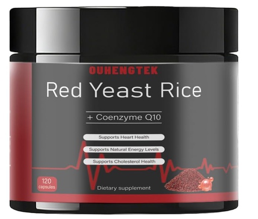 [BRSRGZQ7CBYAKDT7] Red Yeast Rice with CoQ10 Dietary Supplement, 1200mg per Serving, 120 Capsules, Plant-Based Formula (01)