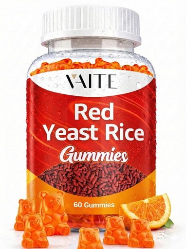 [BRSRABL5OAIQKDI7] Red Yeast Rice with CoQ10 Gummies - 1200 mg RYR Synergy Plant-Based Supplement with Coenzyme Q10, Non-GMO, Citrinin-Free, No Artificial Additives, Supports Vitality, Endurance & Energy – 60 Gummies