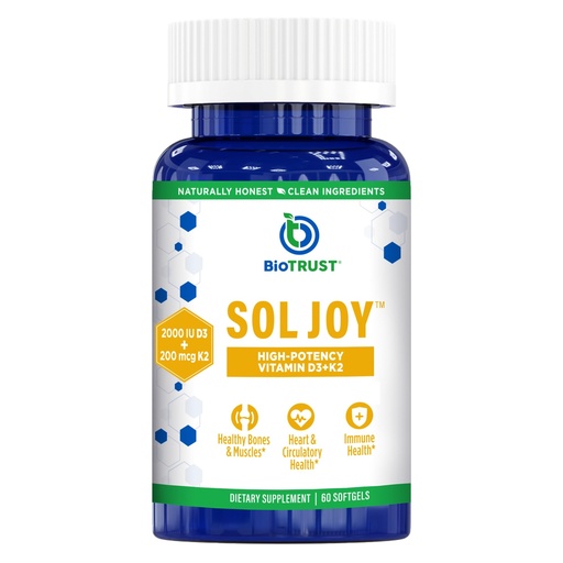 [BRSROBQLO4BGYCTP] BioTrust Sol Joy, High-Potency Vitamin D3 K2 – High Potency (50 mcg)