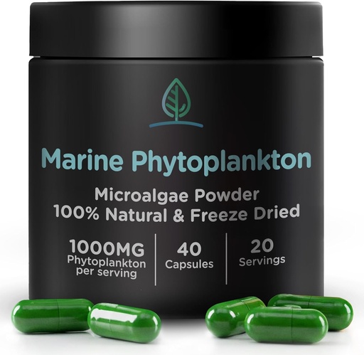 [BRSRMHQPAEFA4CQ7] Marine Phytoplankton Capsules by Holistic Bin | Naturally Grown in Nordic Seawater | Vegan Omega 3 Supplement | Rich in Amino Acids, Chlorophyll, Vitamins, & Trace Minerals