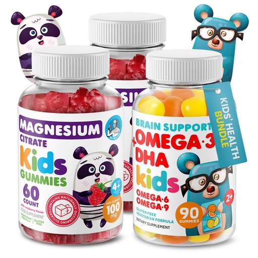 [BRSRAFI3OIHWECI7] DR. MORITZ Calm Magnesium Gummies for Kids (60 Count, 2 Pack) and Kids Omega 3 Gummies (90 Count) Bundle - Low Sugar, Vegetarian, No Fish Oil