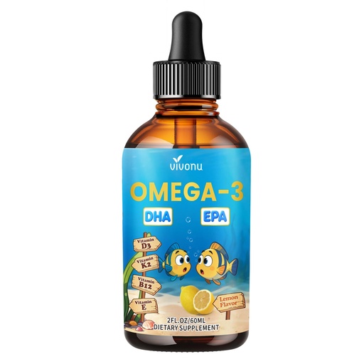 [BRSRGBAYBZYR4HI2] VivoNu Omega 3 for Kids, Children’s DHA Omega 3 6 9 Drops | 600mg Total Omega-3s with EPA & DHA| Brain Development & Mood, Learning - Non-GMO(2Fl Oz)