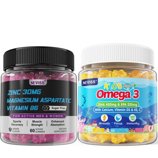[BRSRACALOQOQYHT2] Zinc and Magnesium Supplement + Kids Omega 3 Gummies