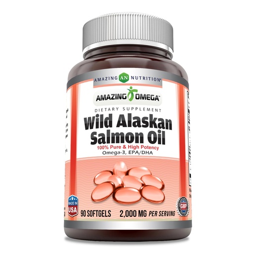 [BRSROHACDNYWOAY7] Amazing Omega Wild Alaskan Salmon Oil 2000mg Per Serving Softgels Supplement (90)