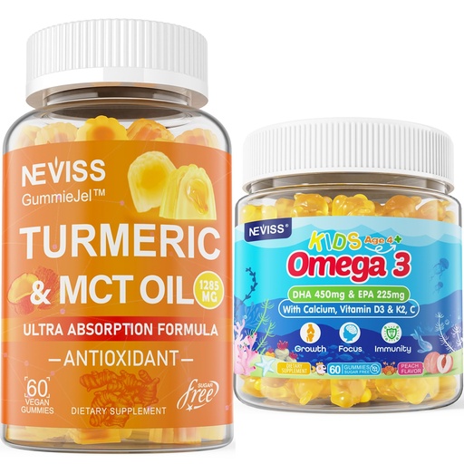 [BRSRABIECUPQYH36] Turmeric Gummies 1 Pack + Omega 3 Gummies for Kids 2 Pack