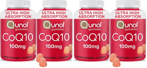 [BRSRGGQNAUIGM2Y6] Qunol CoQ10 Gummies, CoQ10 100mg, Delicious Gummy Supplements, Helps Support Heart Health, Vegan, Gluten Free, Ultra High Absorption, 2 Month Supply (60 Count, Pack of 4)
