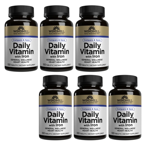 [BRSWKGQ4PMAWYAL4] Windmill Daily Vitamin with Iron and Beta-Carotene 100 Count (6 Pack)