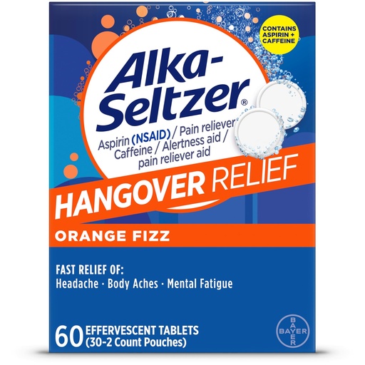 [BRSW2CQOCR4BEG36] Alka-Seltzer Hangover Relief Tablets, Fast Relief Starts In About 15 Minutes for Headaches, Body Aches & Mental Fatigue, Bachelorette & Bachelor Party Packs 60 Count