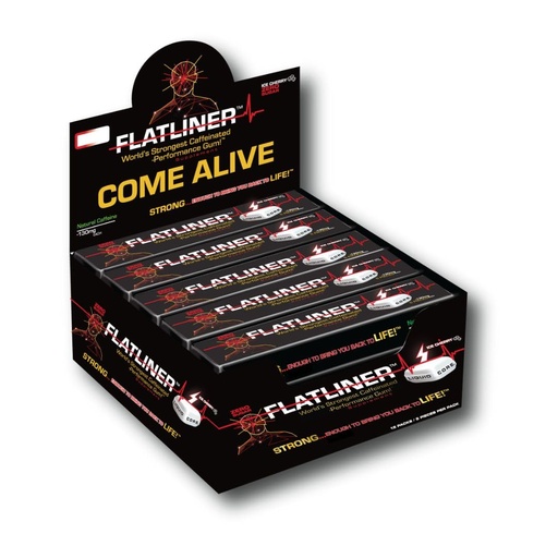 [BRSRAYL3OUJRQADF] FLATLINER Caffeinated Gum – Zero Sugar Xylitol Gum, 130mg of Natural Caffeine Per Piece, Ice Cherry Energy Gum - 15 Pack