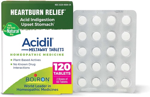 [BRSWGBD6DMNQGFY7] Boiron Acidil Tablets for Relief of Acid Reflux, Heartburn, Indigestion, and Upset Stomach - 120 Count (2 Pack of 60)