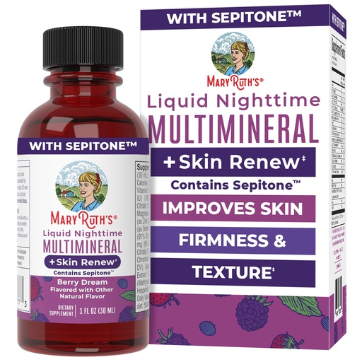 [BRSREC35PIMGCALP] MaryRuth's Travel Size Liquid Nighttime Liquid Multimineral + Skin Renew | Clinically Shown in Women to Reduce Fine Wrinkles & Improve Skin Firmness | Sepitone | NO Melatonin | Vegan | 8 Servings