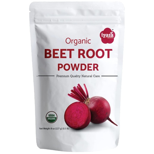 [BRSW2CY3OFYGAYD6] Iyasa Holistics Organic Beet Root Powder 8 oz - USDA Certified Organic Beet Root Powder Supplement, Smoothies, Baking, Juice - Pure Ayurveda Products