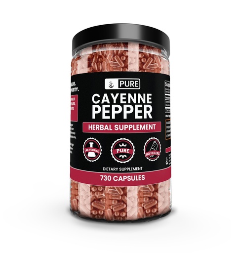 [BRSWYCDYCIHBEA3B] PURE ORIGINAL INGREDIENTS Cayenne Pepper (730 Capsules) No Magnesium Or Rice Fillers, Pure, Lab Verified
