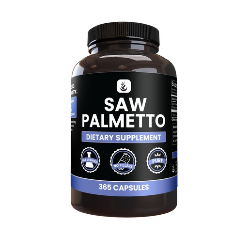 [BRSRMHA5OUCAADL4] PURE ORIGINAL INGREDIENTS Saw Palmetto (365 Capsules) No Magnesium Or Rice Fillers, Always Pure, Lab Verified