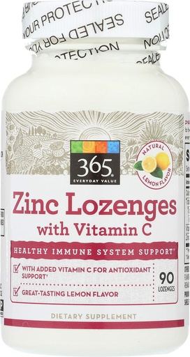 [BRSWGZQEAR4BGHYU] 365 by Whole Foods Market, Zinc Lozenge with Vitamin C, 90 ct