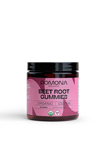[BRSROBDRDMFWOAL2] Pomona Wellness Organic Potent Beetroot Powder Gummies 1000mg – Sugar Free, Nitric Oxide Supplement - Natural Strawberry and Apple Flavor, Vegan, 60 Count