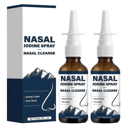 [BRSRGFDYAV4BUADP] 2PCS Iodine Nasal Spray, Daily Nasal Cleanse & Care Mist, Fine Mist Non-Medicated Nasal Spray for Dry Air, Travel & Daily Use, 120ml