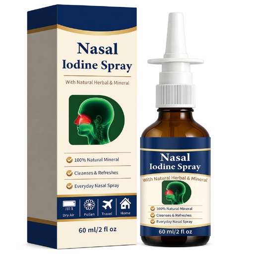 [BRSRYYIBAVYWEAYU] Iodine Nasal Spray - Natural Nasal Iodine Spray with Fulvic Acid,0.1% Povidone Iodine Gentle Cleanses Nasal Passages for Daily Care,60ml/2 FLoz - 150+ Uses (1pcs)