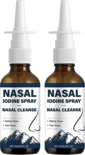 [BRSRGGQQORYGMF3V] Lmoy Lodine Nasal Spray, Daily Nasal Cleanse & Care Mist with Iodine & Fulvic Acid for Dry Air, Travel & Daily Use (2PCS*60ML)