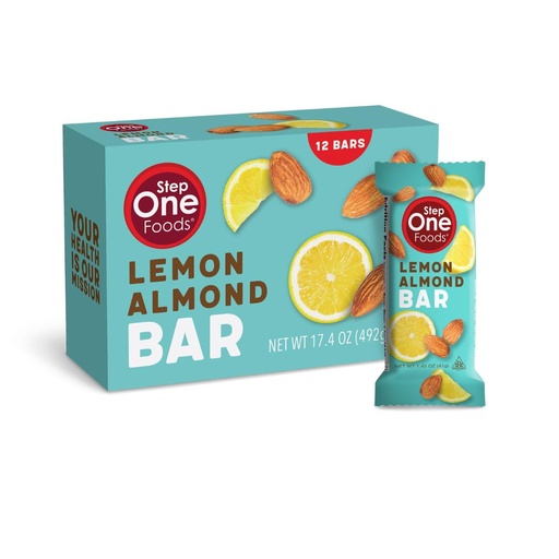 [BRSROAITA4ORUDL2] Step One Foods Lemon Almond Bar, Heart Healthy Snack Plant Sterols, Omega 3's High Fiber Snack Gluten & Dairy Free, Vegan, Zero Sodium, Granola Bars (12 Pack)