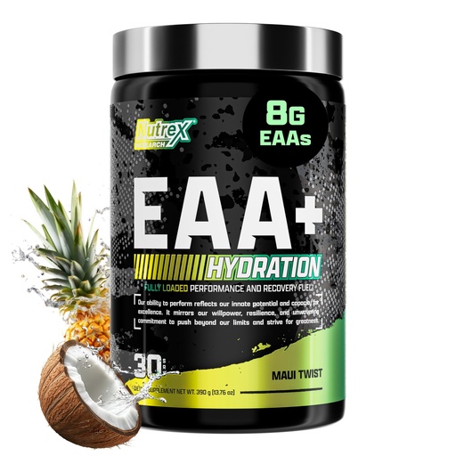 [BRSWGAQZO4BBA2Q3] Nutrex Research EAA Hydration | EAAs + BCAAs Powder | Muscle Recovery, Strength, Muscle Building, Endurance | 8G Essential Amino Acids + Electrolytes | Maui Twist Flavor 30 Serving