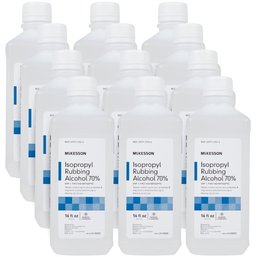 [BRSWIYAKOYMBU23M] McKesson Isopropyl Rubbing Alcohol 70% [12 Count] USP First Aid Antiseptic, 16 oz